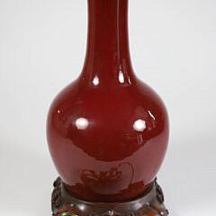 Chinese Oxblood Narrow Neck Vase Mounted as a Lamp