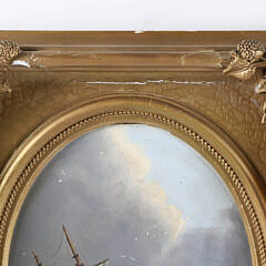 Oil on Canvas American School Seascape “On The Rocks”, 19th Century