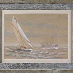 Frederick Tordoff Gouache on Paper "Racing Around The Nantucket Lightship"