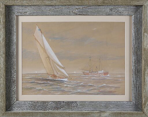 Frederick Tordoff Gouache on Paper "Racing Around The Nantucket Lightship"