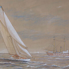 Frederick Tordoff Gouache on Paper “Racing Around The Nantucket Lightship”
