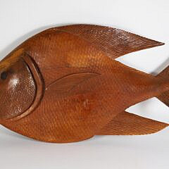 O. Spence Jamaica Carved Wood Fish Sculpture