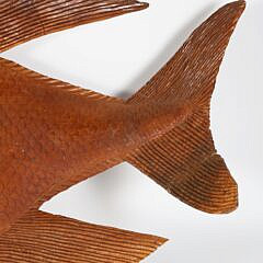 O. Spence Jamaica Carved Wood Fish Sculpture