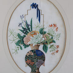 Fine Pair of Early 19th Century Chinese Watercolor on Rice Paper “Floral Still Lifes”