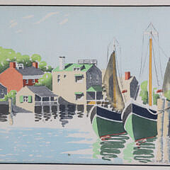 Doris and Richard Beer Nantucket Watercolor on Paper “Old North Slip”