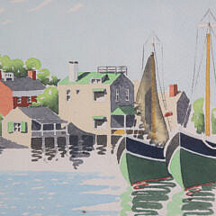 Doris and Richard Beer Nantucket Watercolor on Paper “Old North Slip”