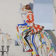 Cesare Bentivoglio Art Deco Gouache and Watercolor Italian Fashion Painting
