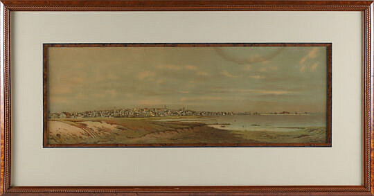 Wendell Macy 1888 Stone Lithograph, "View of Nantucket Town From Monomoy"