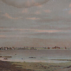 Wendell Macy 1888 Stone Lithograph, “View of Nantucket Town From Monomoy”