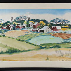 Mid-Century Mary Lindenberg Watercolor "Nantucket From The Moors"