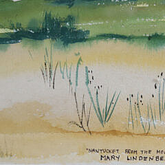 Mid-Century Mary Lindenberg Watercolor “Nantucket From The Moors”
