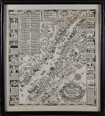 1937 Tony Sarg Map of Residential Main Street, Nantucket