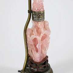 Vintage Chinese Carved Rose Quartz Vase Mounted as a Lamp