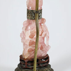 Vintage Chinese Carved Rose Quartz Vase Mounted as a Lamp