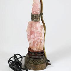 Vintage Chinese Carved Rose Quartz Vase Mounted as a Lamp
