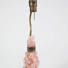 Vintage Chinese Carved Rose Quartz Vase Mounted as a Lamp