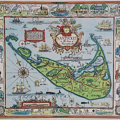 Original 1926 Tony Sarg Chromolithograph “Map of Nantucket”