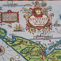 Original 1926 Tony Sarg Chromolithograph “Map of Nantucket”