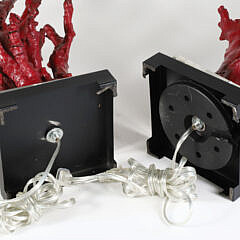 Pair of Faux Red Coral Lamps on Stepped Bases
