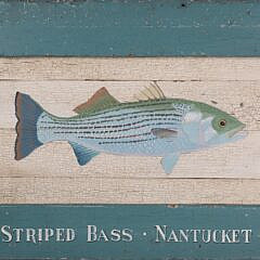 Vintage Folk Art Nantucket Striped Bass Painted Panel