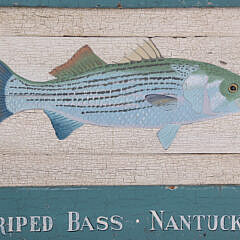 Vintage Folk Art Nantucket Striped Bass Painted Panel