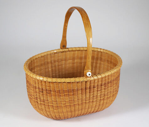 B & J Sayle Oval Nantucket Basket with Swing Handle