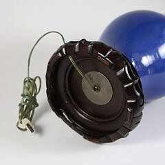 Chinese Blue Porcelain Temple Jar Mounted as Lamp