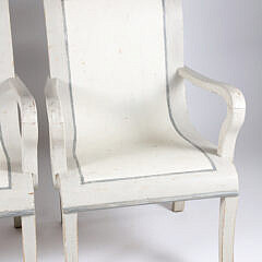 Pair of Gustavian Paint Decorated Armchairs, early 20th Century