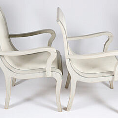 Pair of Gustavian Paint Decorated Armchairs, early 20th Century
