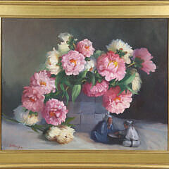 Dee Macy Oil on Canvas "Peonies Still Life"