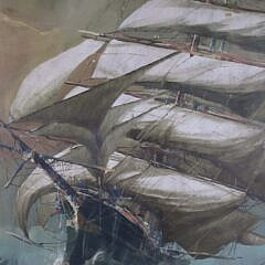 Roche Oil on Canvas “Portrait of a Clipper Ship in Rough Seas”