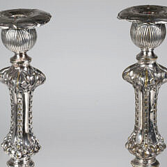 Pair of Victorian Repousse Silver Plated Candlesticks