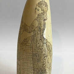 Scrimshaw Antique Whale Tooth “Fashion Ladies”, 19th Century