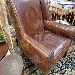 Pair of Brown Leather Upholstered Crate & Barrel Easy Chairs