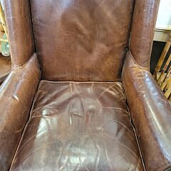 Pair of Brown Leather Upholstered Crate & Barrel Easy Chairs