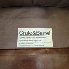 Pair of Brown Leather Upholstered Crate & Barrel Easy Chairs