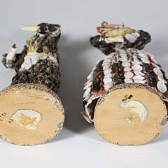 Pair of Coquille Seashell Embossed Figures of a Man and Woman, 18th / 19th Century