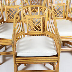 Set of Six McGuire Style Bamboo and Rattan Dining Chairs