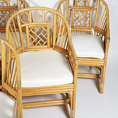 Set of Six McGuire Style Bamboo and Rattan Dining Chairs