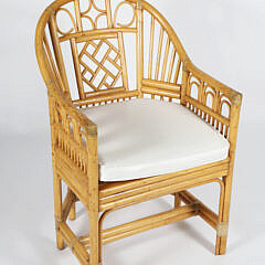 Set of Six McGuire Style Bamboo and Rattan Dining Chairs