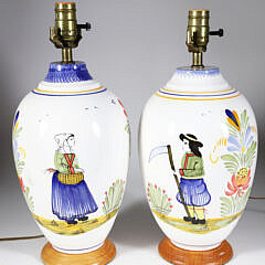 1-5590 Pair of Quimper Lamps A 9989_2 JPG