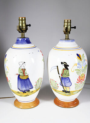 1-5590 Pair of Quimper Lamps A 9989_2 JPG