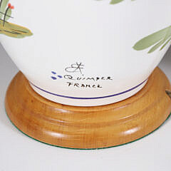 Pair of Signed French Quimper Ceramic Decorated Lamps