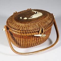 2-5569 Bea and Helen The Wooden Jug Nantucket Cocktail Basket with Carved Nantucket on Lid A 0049 JPG