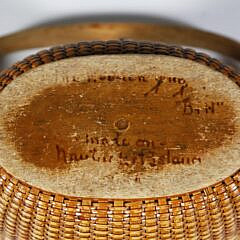 Bea & Hellen “The Wooden Jug” Nantucket Cocktail Basket with Carved Nantucket Island on Lid, circa 1960s