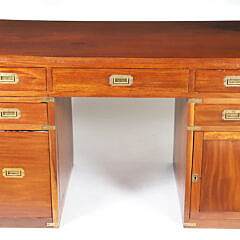 Mahogany Campaign Style Three-Part Knee Hole Desk