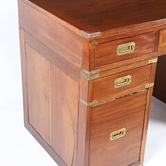 Mahogany Campaign Style Brass Bound Three-Part Knee Hole Desk