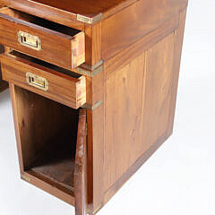Mahogany Campaign Style Brass Bound Three-Part Knee Hole Desk