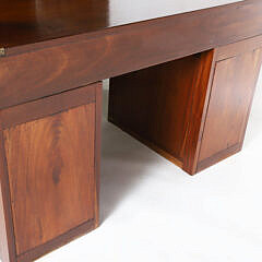 Mahogany Campaign Style Brass Bound Three-Part Knee Hole Desk