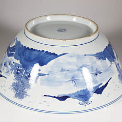 Canton Style Blue and White Porcelain Punch Bowl